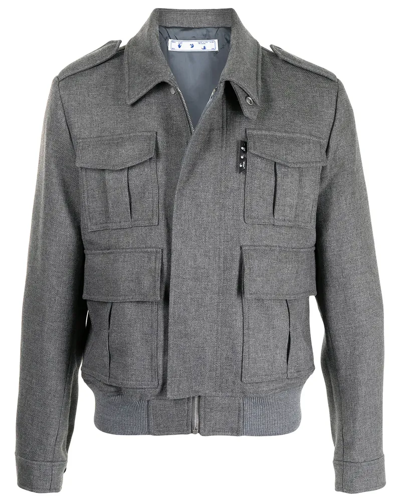 OFF-WHITE Military-Jacke mit Logo-Patch - Grau Grau