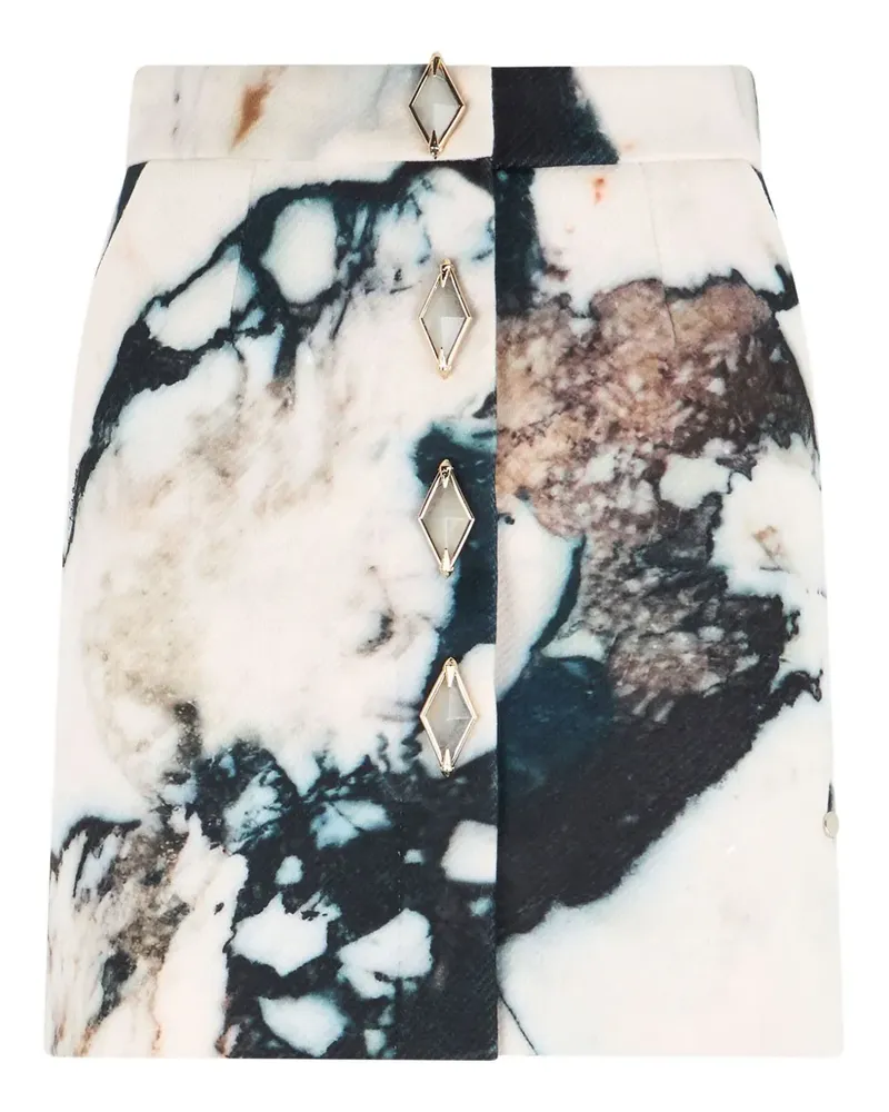 Roberto Cavalli marble-print button mini skirt - Schwarz Schwarz