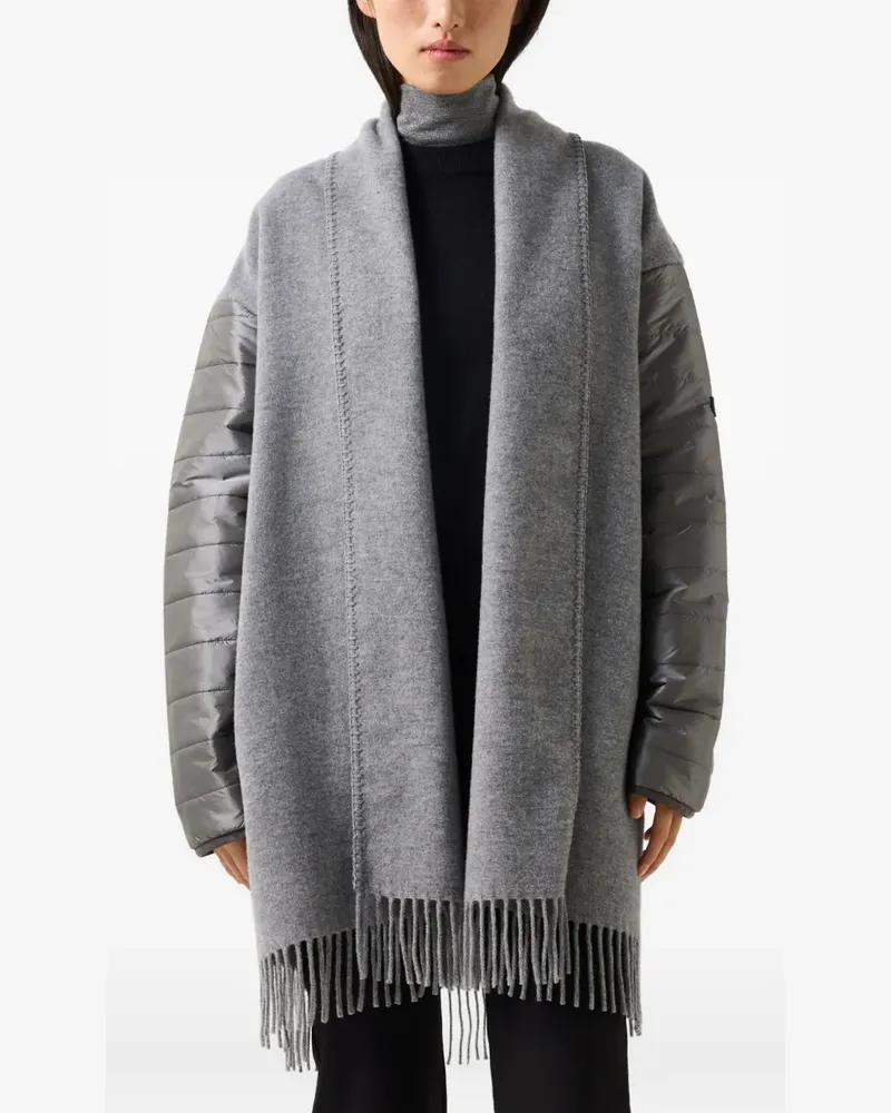 Bogner North Poncho mit Schalkragen und Fransen - Grau Grau