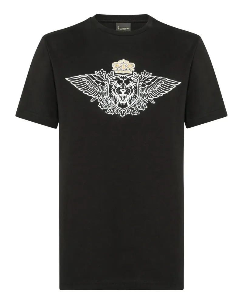 Billionaire T-Shirt mit Löwen-Print und rundem Ausschnitt - Schwarz Schwarz