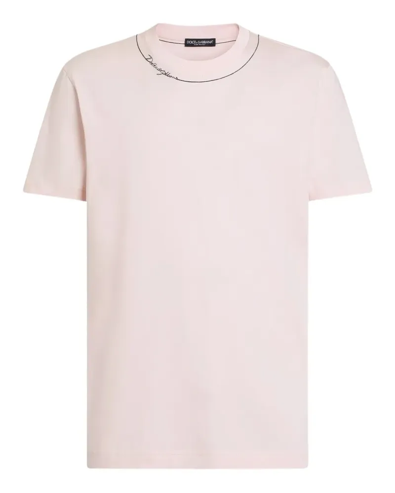Dolce & Gabbana T-Shirt mit DG Logo-Stickerei - Rosa Rosa