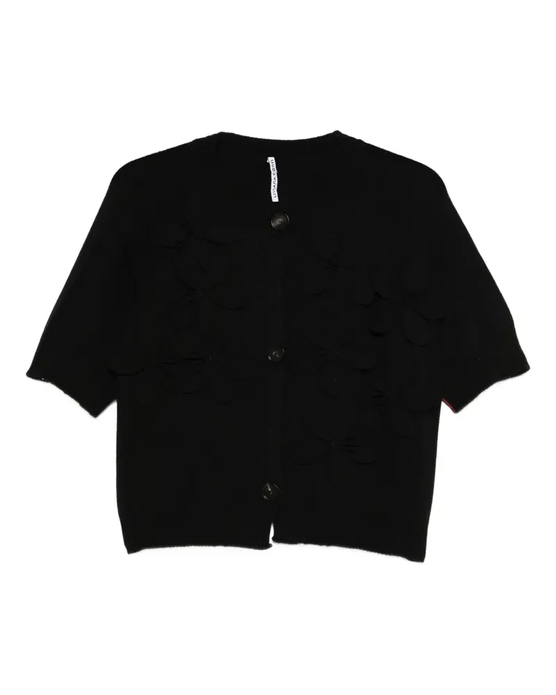 Liviana Conti Cardigan mit Blumenapplikation - Schwarz Schwarz
