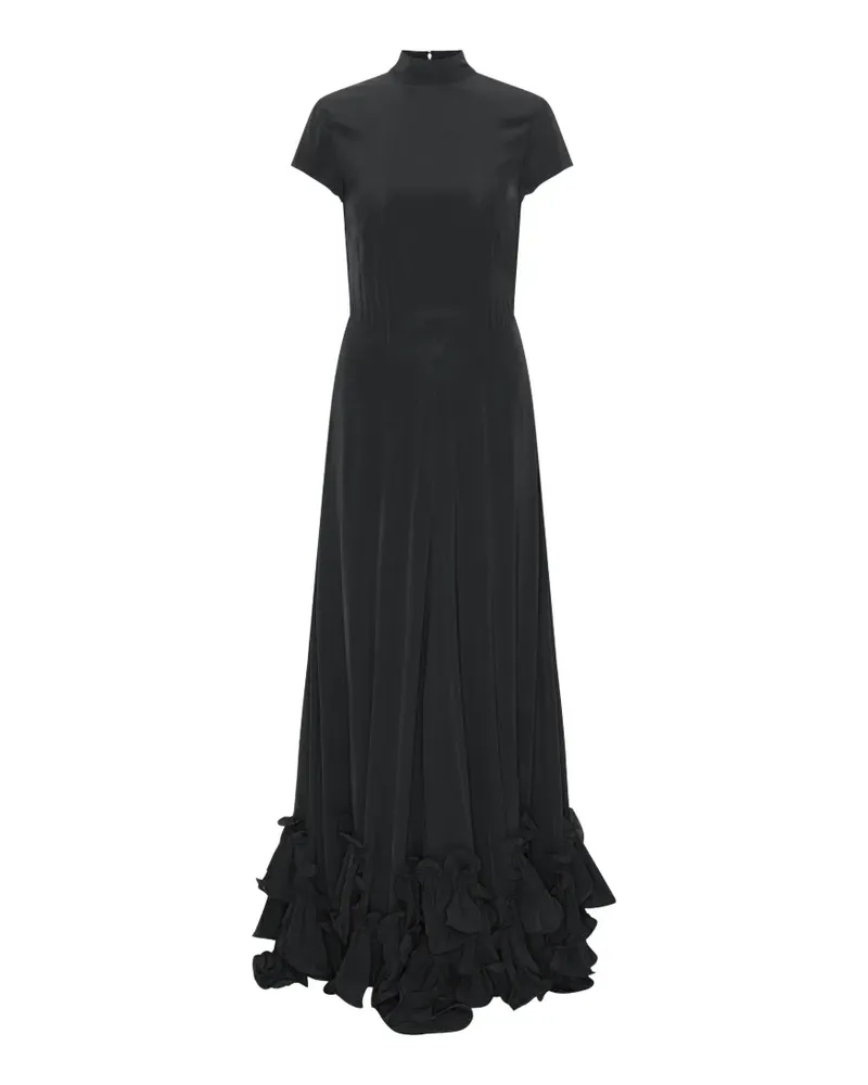 ROTATE Birger Christensen ruffle-trimmed mock-neck maxi dress - Schwarz Schwarz