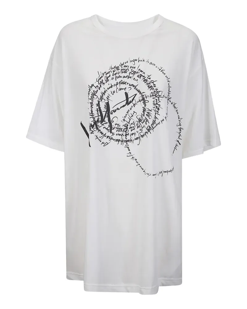 Yohji Yamamoto Oversized-T-Shirt mit Wirbel-Print - Weiß Weiß
