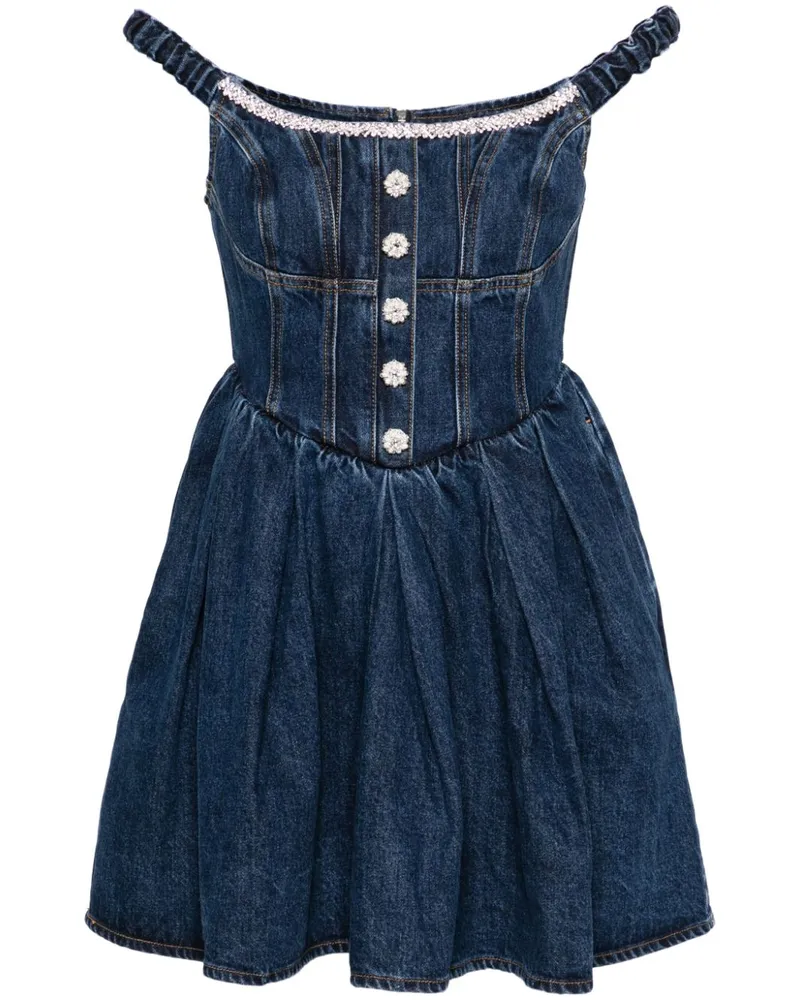 Self-Portrait Kristallverziertes Kleid - Blau Blau