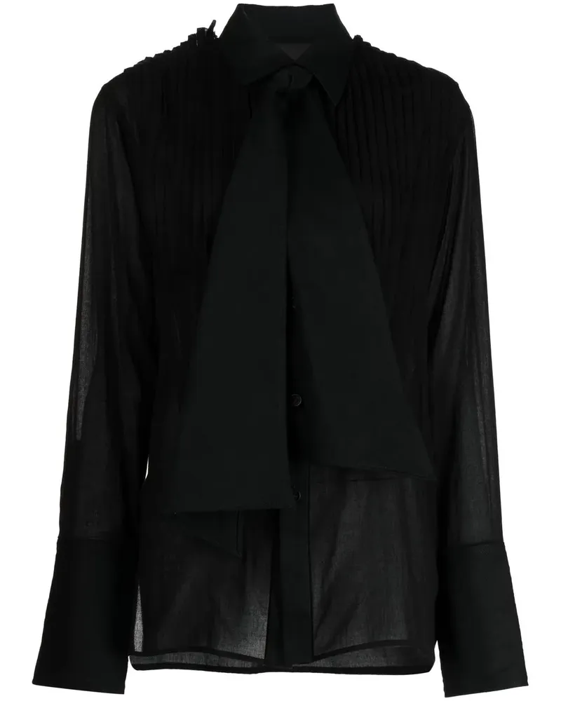 Yohji Yamamoto Bluse mit Schleifenkragen - Schwarz Schwarz