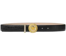 Medusa Biggie Gürtel mit Kroko-Effekt - Schwarz