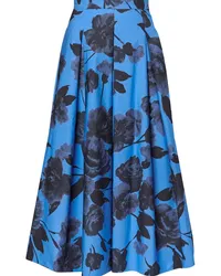 Erdem Popeline-Rock mit Blumen-Print Blau