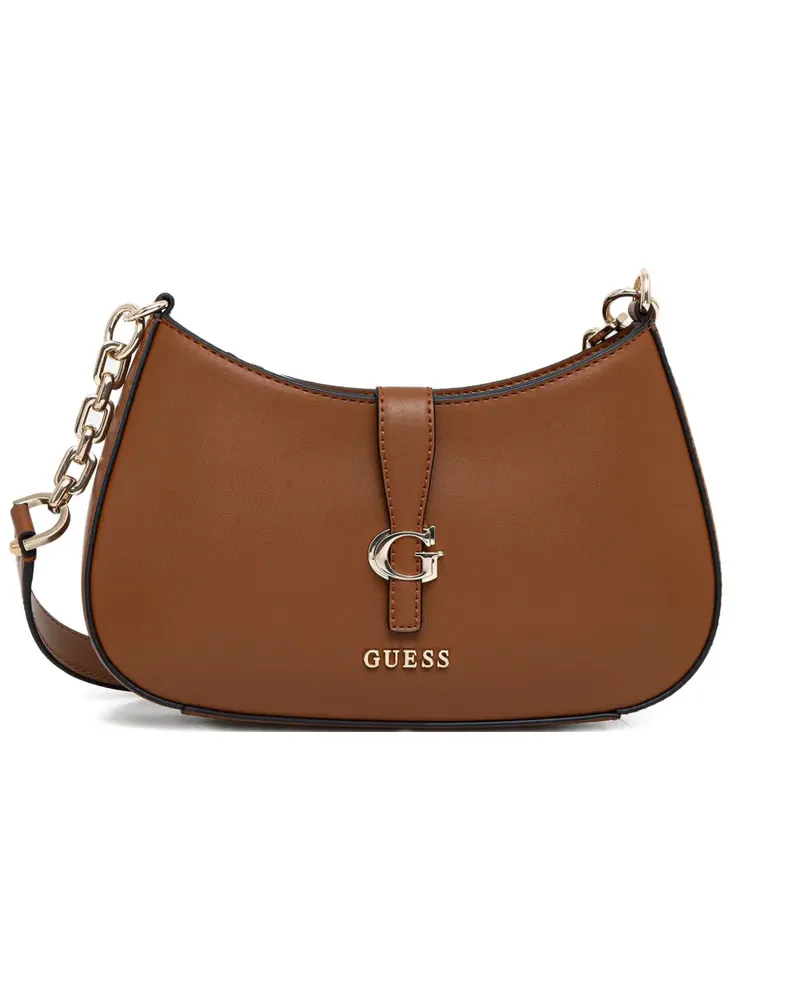 Guess Carrie Schultertasche mit Kettenriemen - Braun Braun
