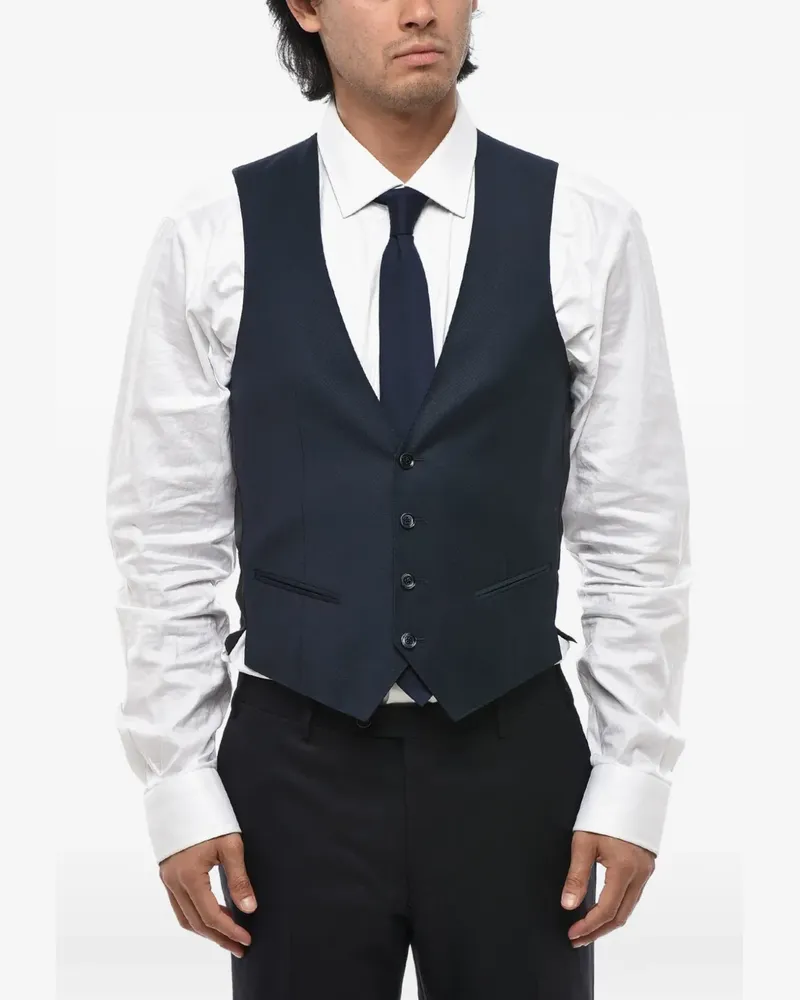 Corneliani jacquard virgin wool waistcoat - Blau Blau