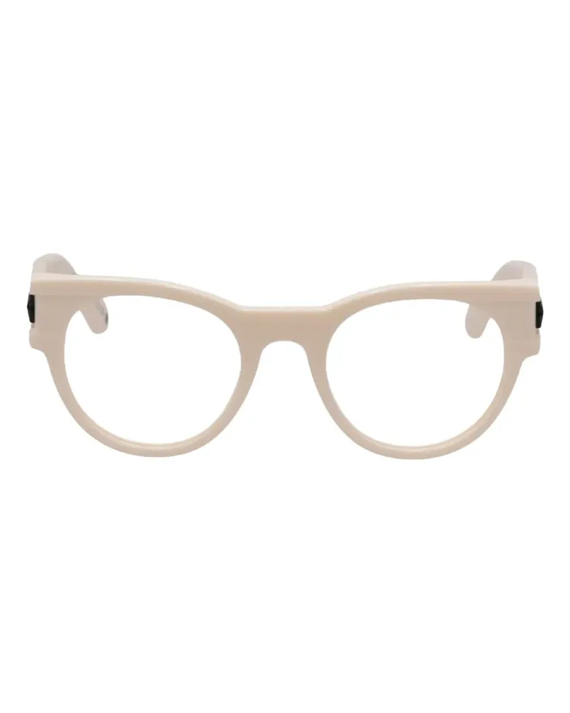 OFF-WHITE Runde Brille mit Logo-Schild - Nude Nude