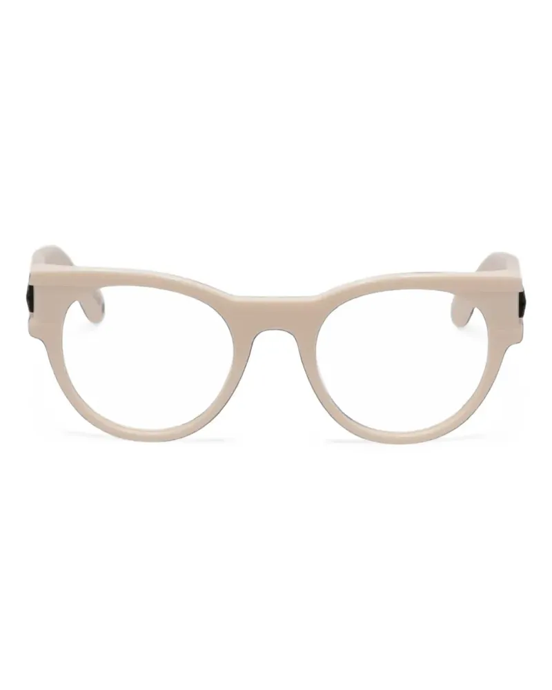 OFF-WHITE logo-plaque round-frame glasses - Nude Nude