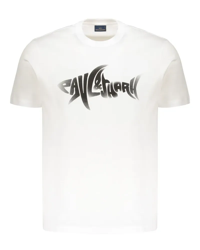 Paul & Shark Shark T-Shirt mit Graffiti-Print - Weiß Weiß