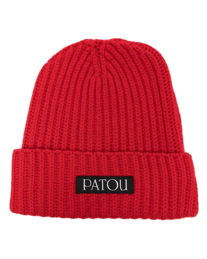 Patou Handschuhe mit Logo-Patch Rot