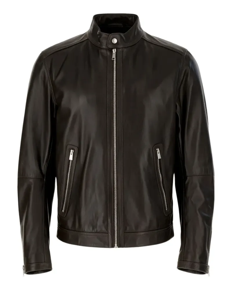 HUGO BOSS Lederjacke mit Reißverschluss - Braun Braun