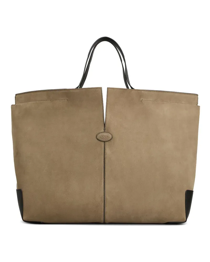 TOD'S Maxi Tote Bag aus Wildleder - Nude Nude