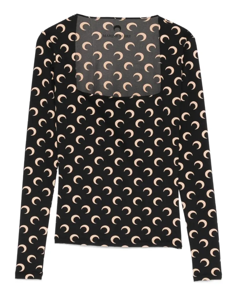 Marine Serre Oberteil mit Mond-Print - Schwarz Schwarz