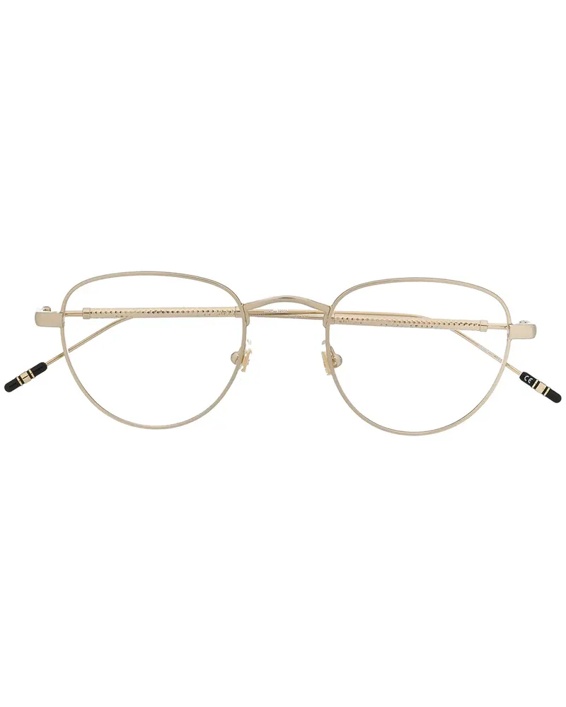 Montblanc Runde Brille mit Prägung - Gold Gold