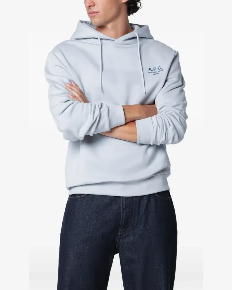 A.P.C. Hoodie mit Logo-Print - Blau Blau