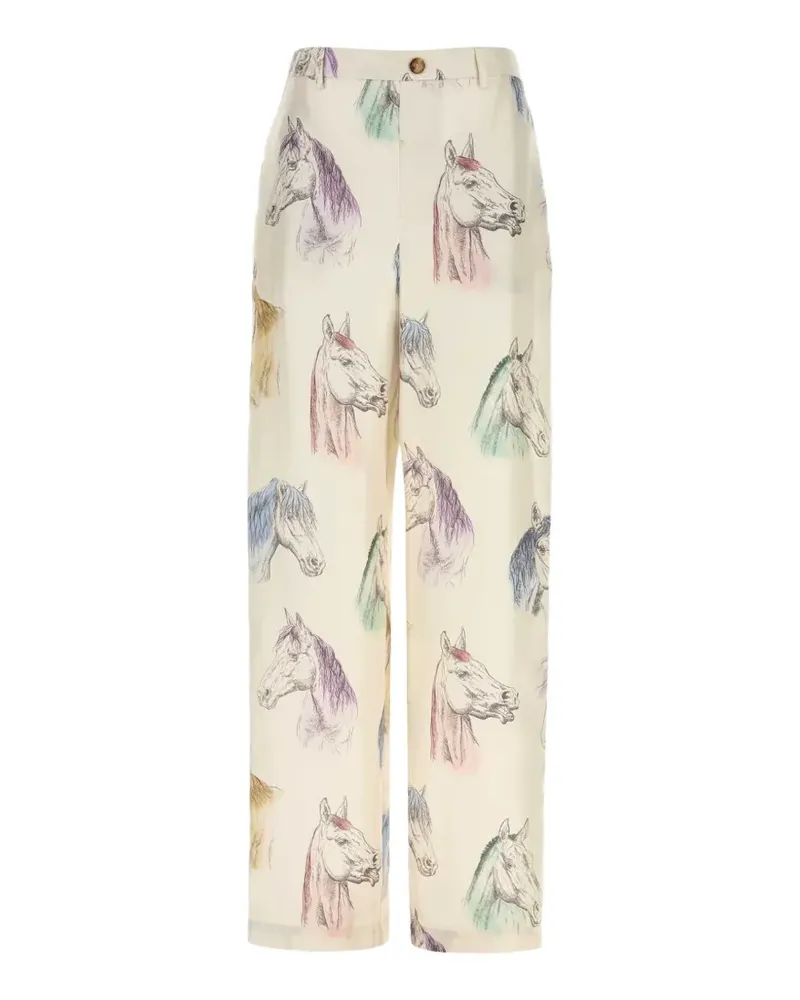 Moschino Gerade Hose mit Pferde-Print - Nude Nude