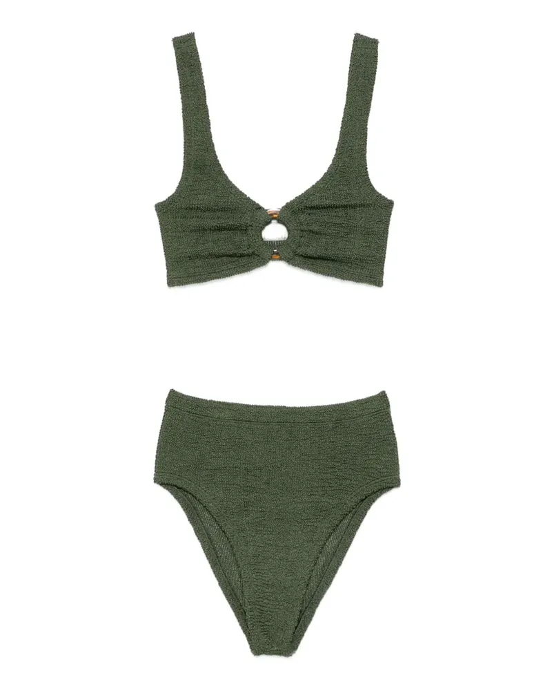 Hunza G ring-detail crinkle-effect bikini - Grün Grün