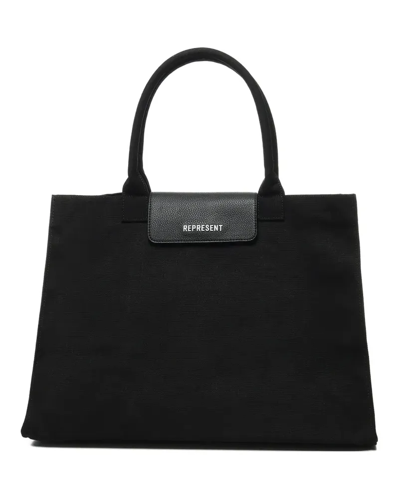 REPRESENT Tote Bag aus Canvas mit Logo-Detail - Schwarz Schwarz
