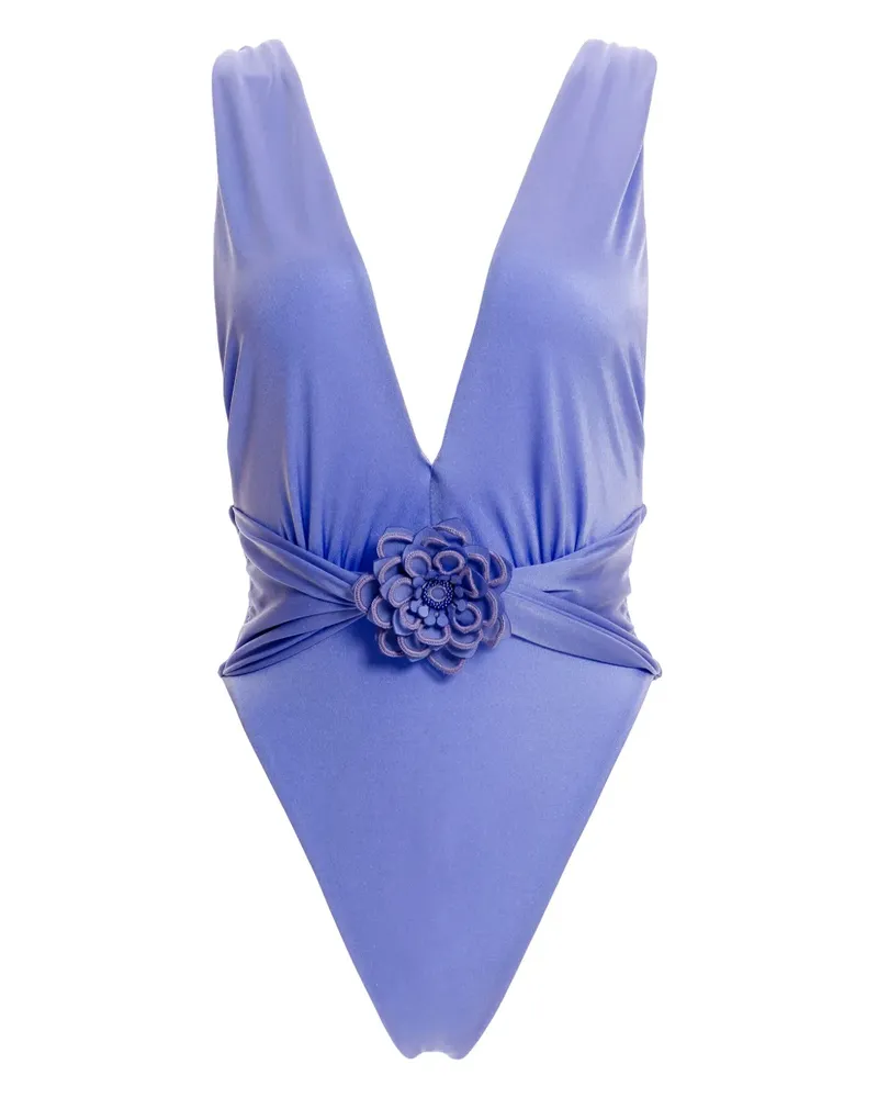 AGUA BENDITA Badeanzug mit Blumenapplikation - Violett Violett