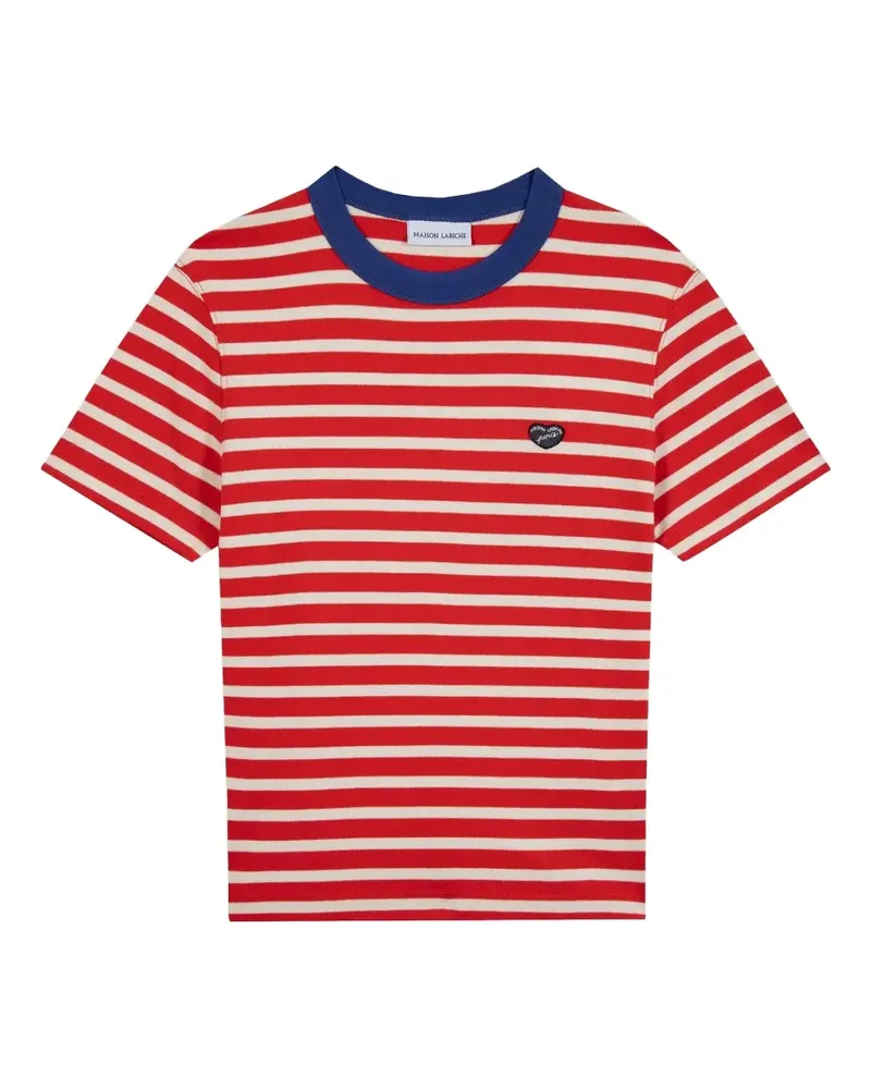 Maison Labiche striped heart-patch T-shirt - Rot Rot