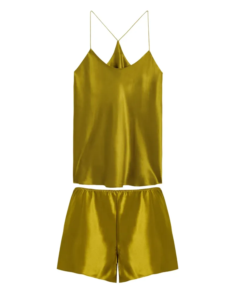 Olivia von Halle Bella satin silk pyjama set - Gelb Gelb