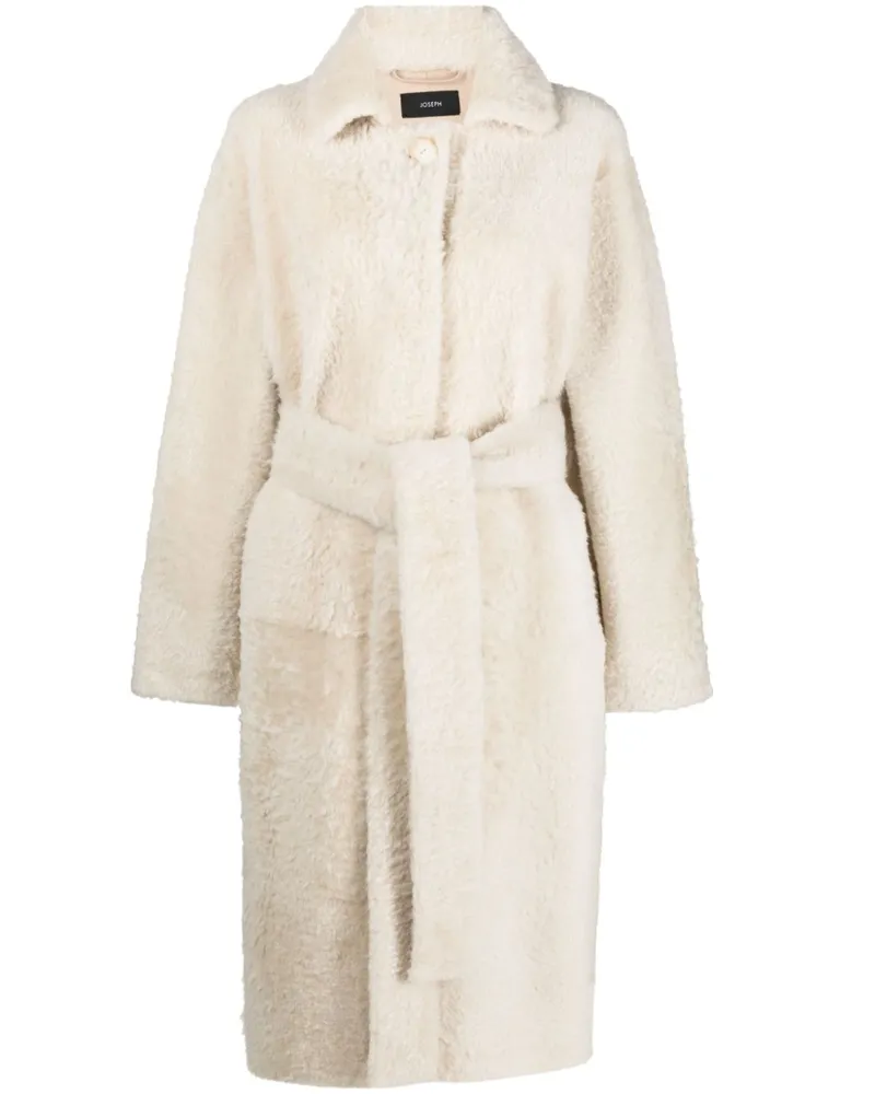 Joseph Mantel aus Shearling mit Gürtel - Weiß Weiß