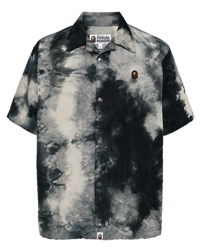 BAPE Kurzärmeliges Hemd in Batikoptik - Schwarz Schwarz