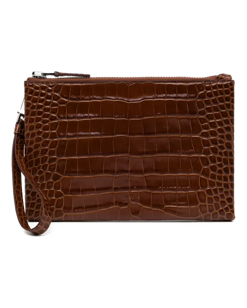 Tom Ford Clutch mit Kroko-Optik - Braun Braun