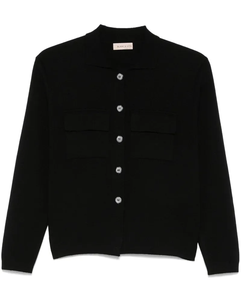 Blanca Gerippter Cardigan - Schwarz Schwarz