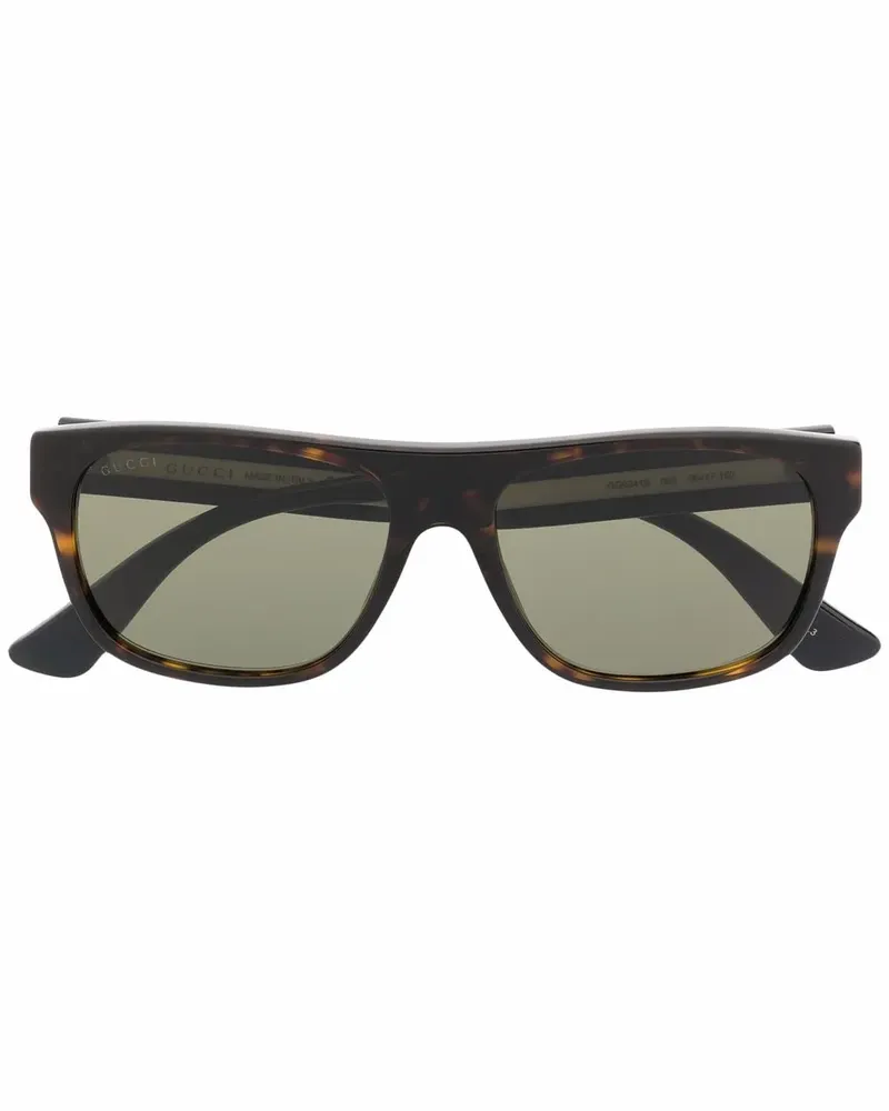 Gucci Eckige Sonnenbrille in Schildpattoptik - Braun Braun