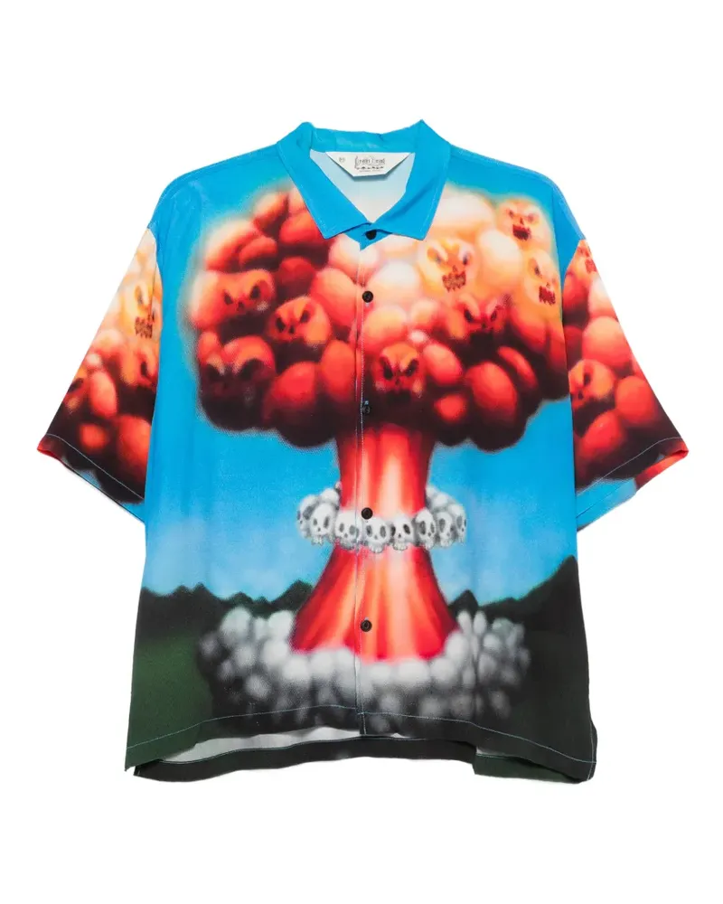 Brain Dead graphic-print short-sleeve shirt - Blau Blau