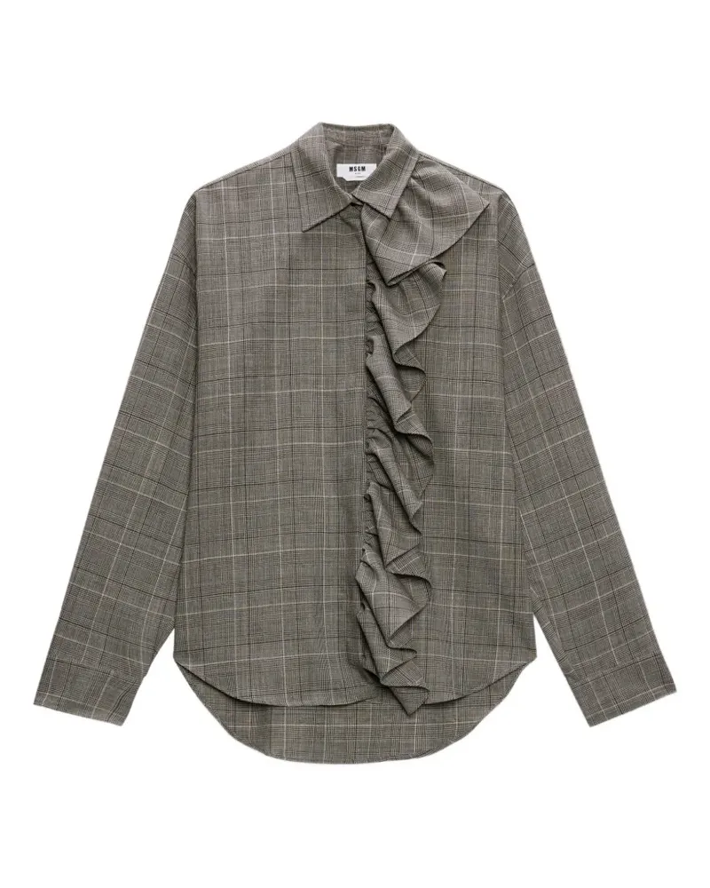 MSGM Kariertes Hemd mit Rüschendetail - Grau Grau