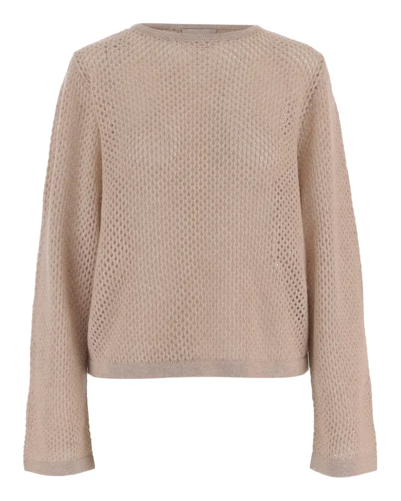 ALLUDE geometric open-work knit sweater - Nude Nude