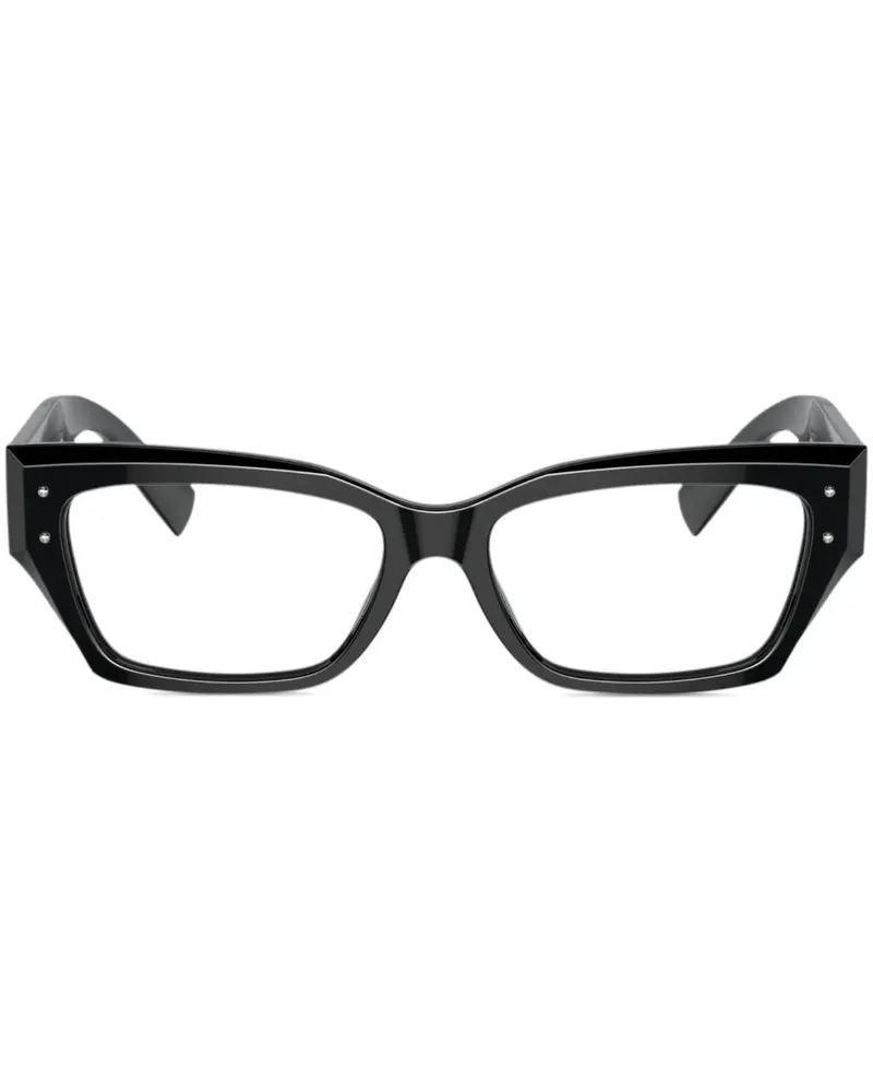 Dolce & Gabbana Eckige Brille mit Logo-Gravur - Schwarz Schwarz