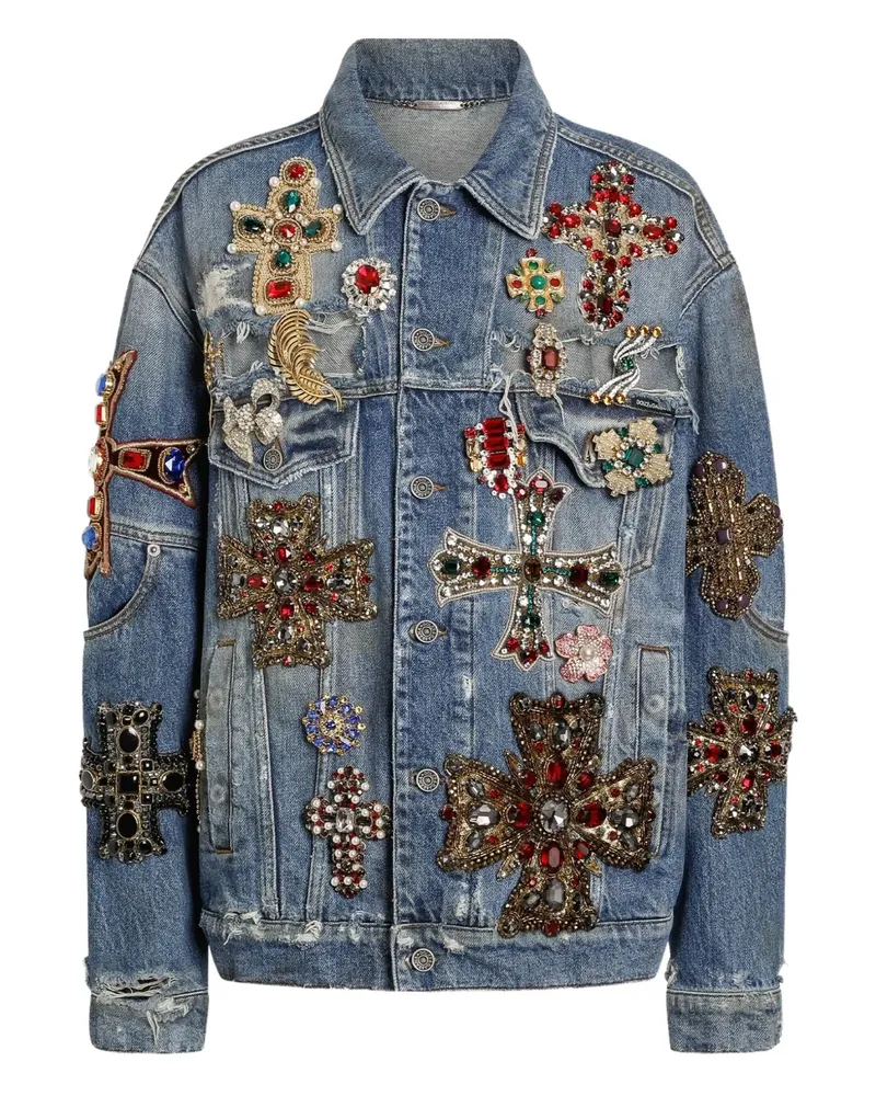 Dolce & Gabbana Verzierte Jeansjacke - Blau Blau