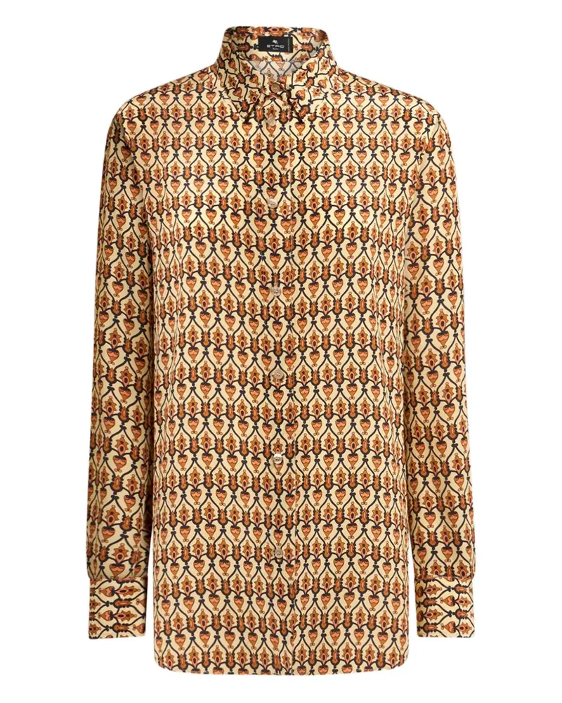 Etro Seidenhemd mit geometrischem Print - Gelb Gelb
