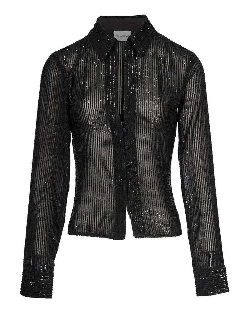 ANDAMANE sequin-embellished sheer shirt - Schwarz Schwarz