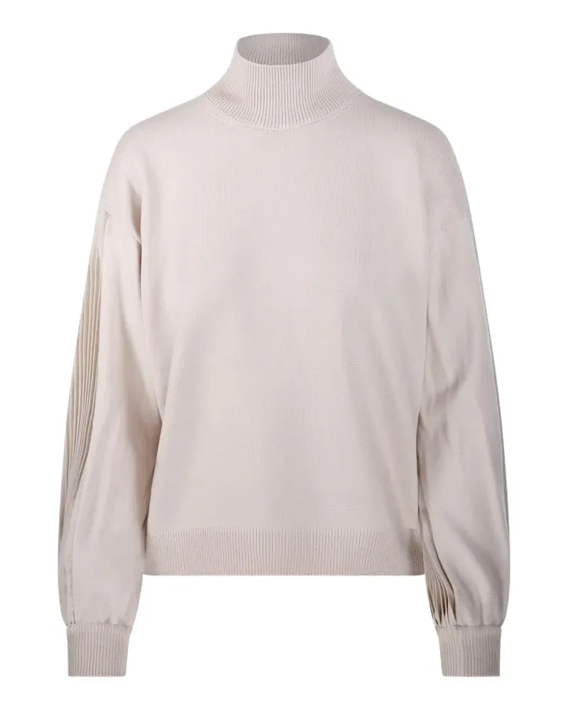 NUDE Stehkragen-Pullover mit Faltenärmeln Nude