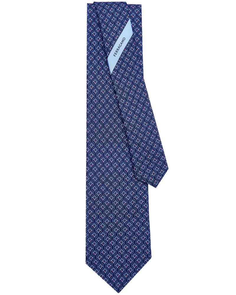 Ferragamo Seidenkrawatte mit Tetris-Print - Blau Blau