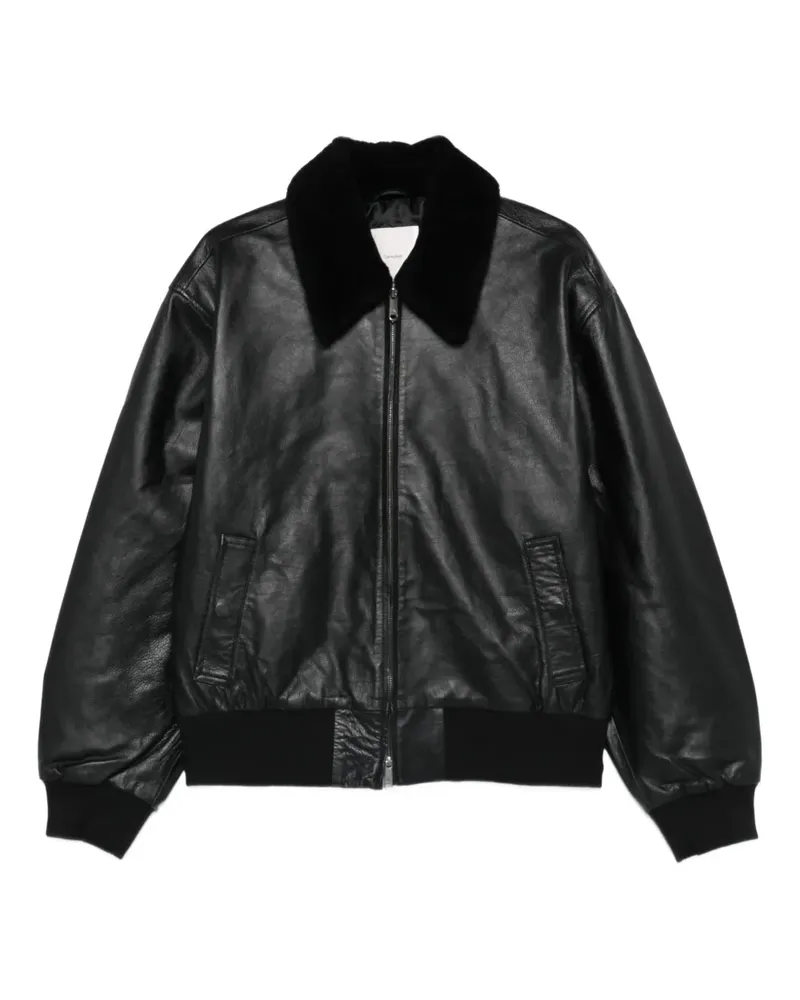 Calvin Klein Bomberjacke aus Leder - Schwarz Schwarz
