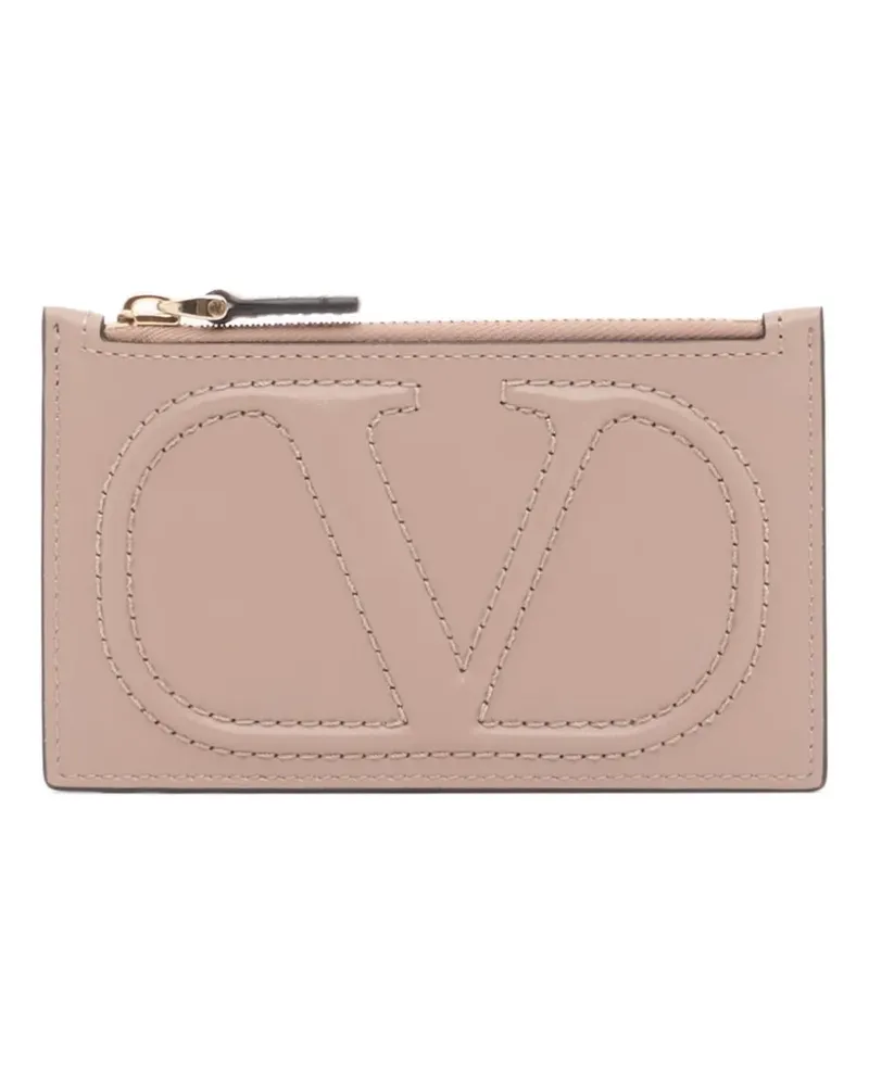 Valentino Garavani VLogo Walk zipper card holder in calfskin - Nude Nude