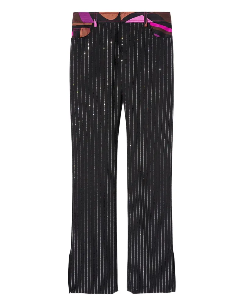 Emilio Pucci Nadelstreifenhose mit Strass - Schwarz Schwarz