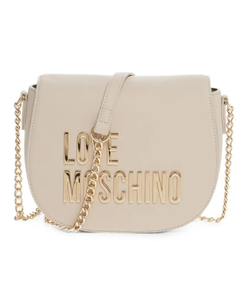 Moschino Love logo-plaque saddle bag - Nude Nude