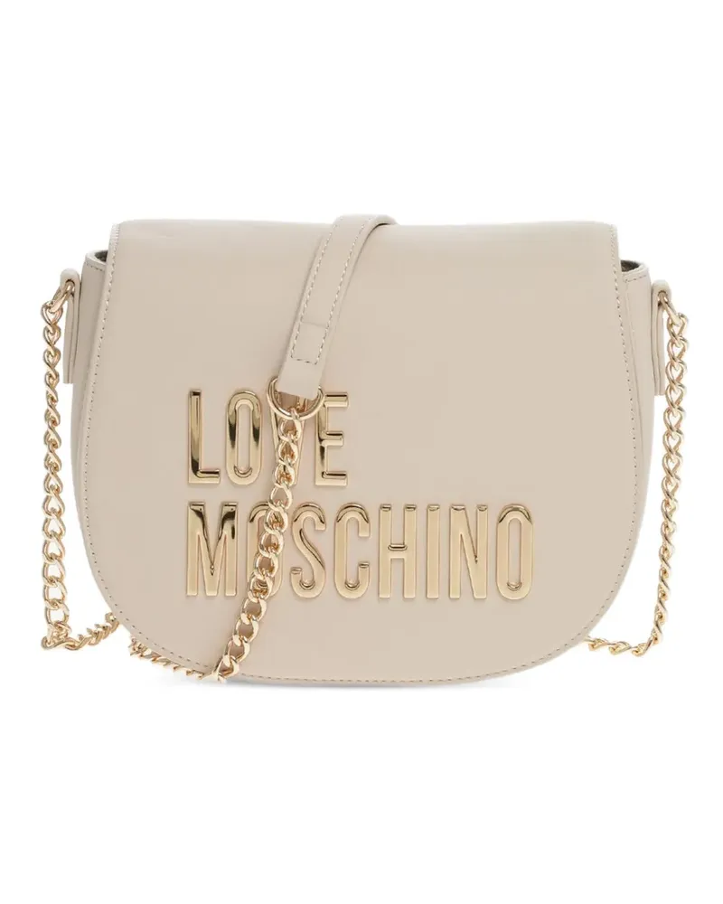 Moschino Satchel-Tasche mit Logo-Schild - Nude Nude