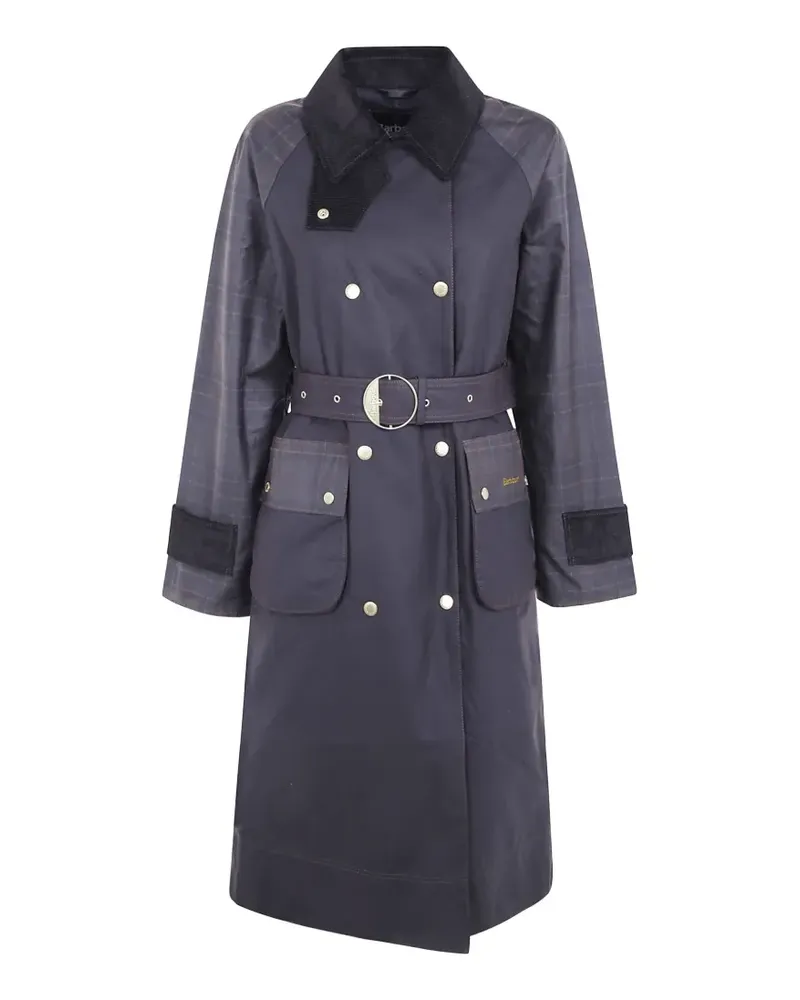 Barbour Karierter Mantel mit Gürtel - Blau Blau