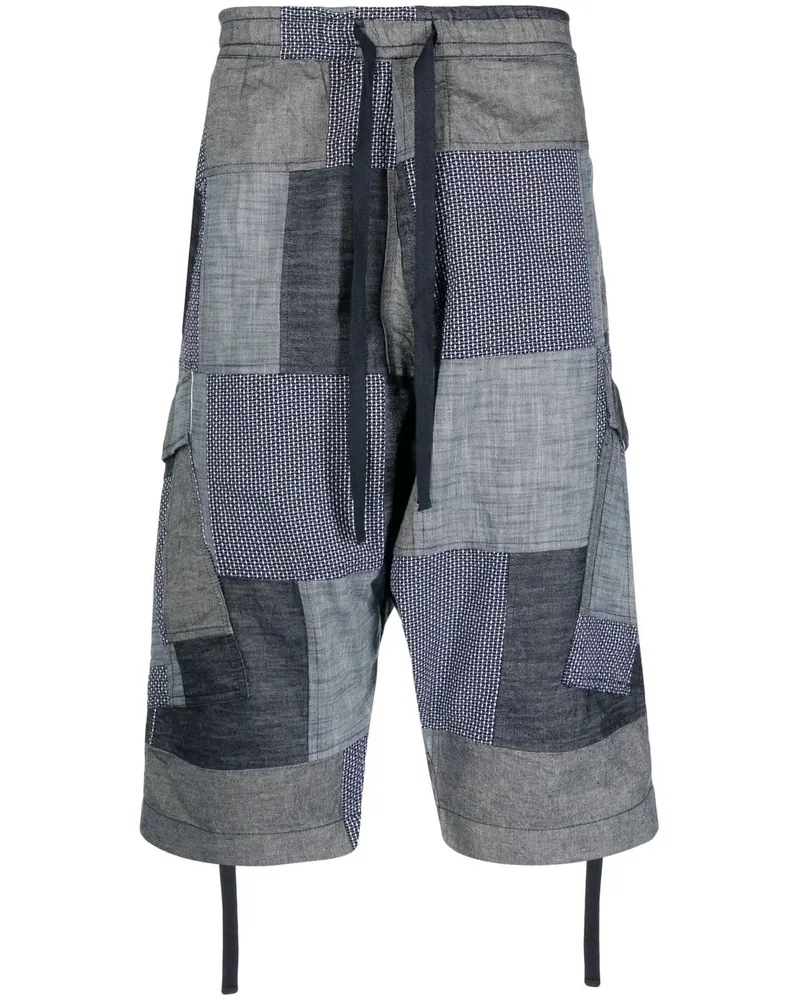 maharishi Cropped-Shorts im Patchwork-Look - Blau Blau